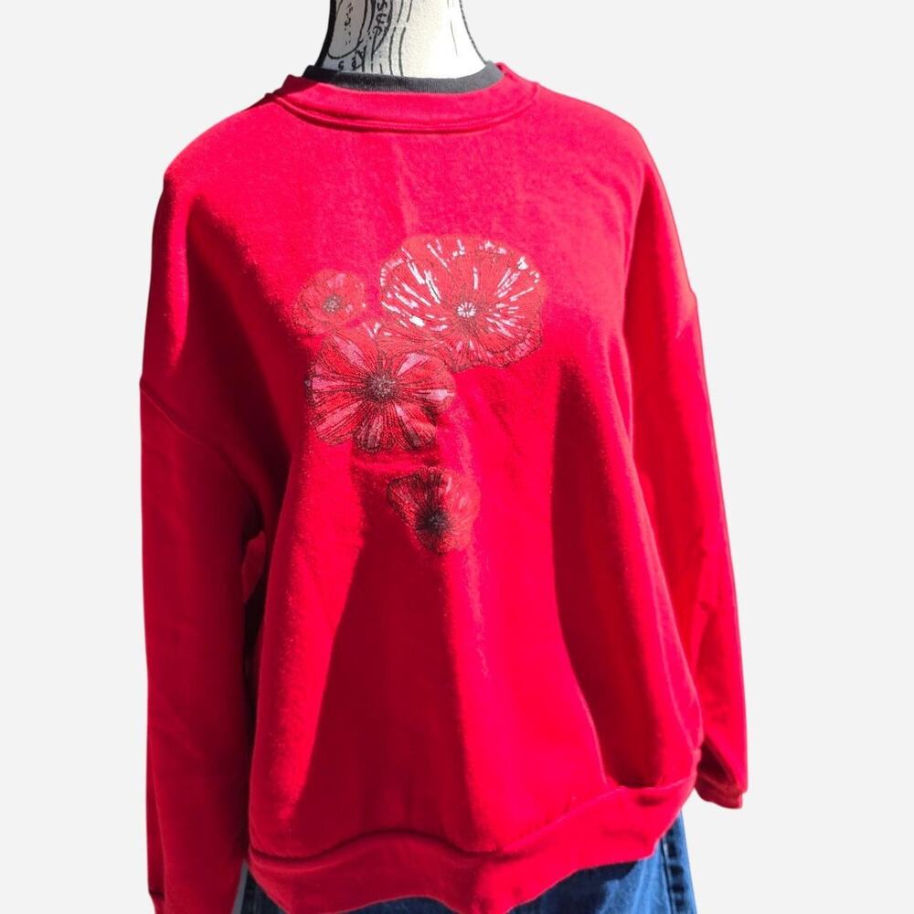 Red floral sweatshirt